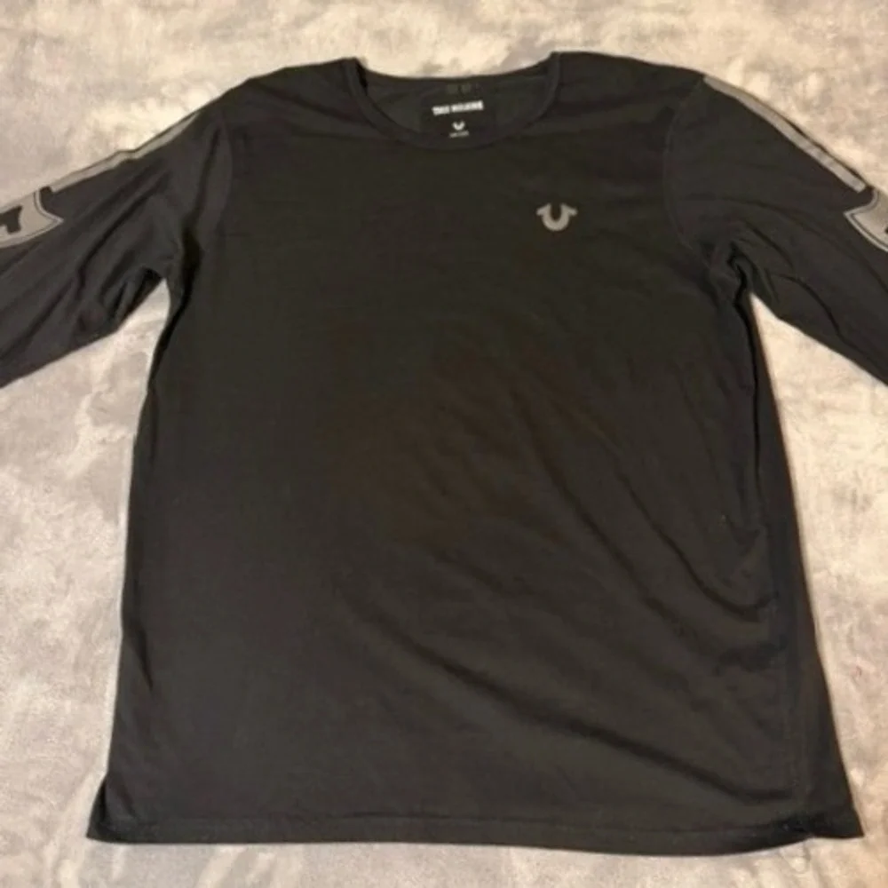 True Religion‎ Mens XXXL Black Long Sleeve Graphic T-Shirt Spine Print Cotton